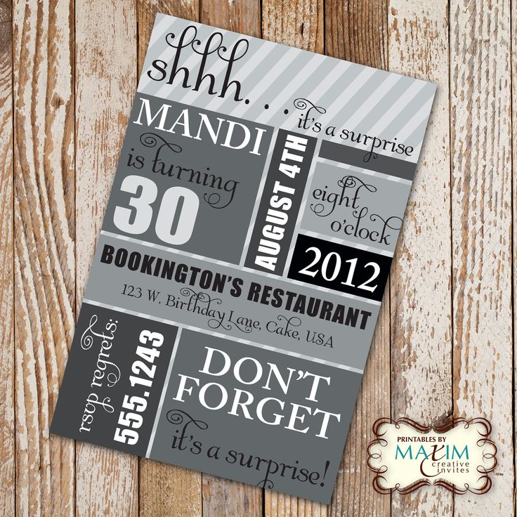Free Printable Surprise 30th Birthday Party Invitations