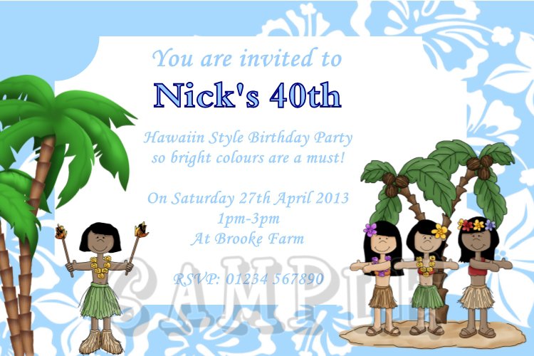 Homemade Hawaiian Party Invitations