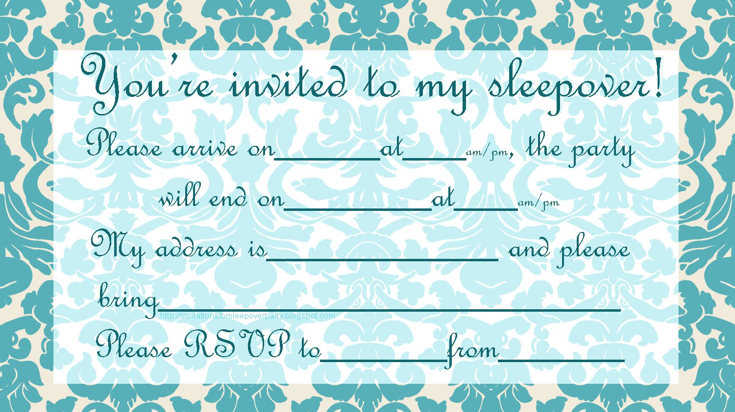 Homemade Sleepover Invitations