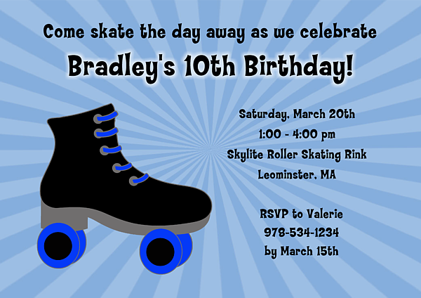 Ice Skating Birthday Party Invitations Boy