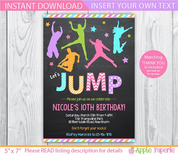 Jump Party Invitations