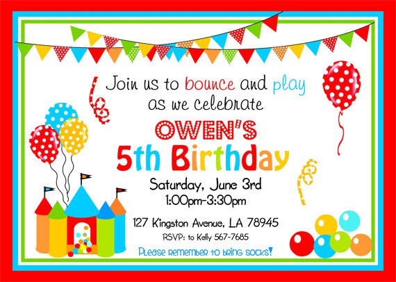 Jumping Castle Birthday Party Invitations