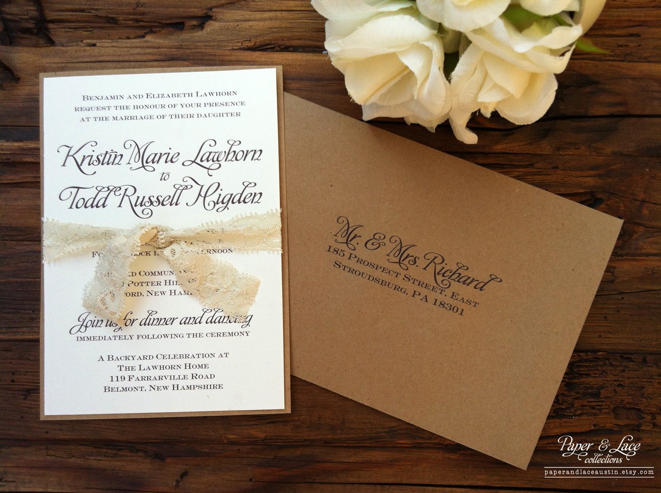 Kraft Paper Wedding Invitations Etsy