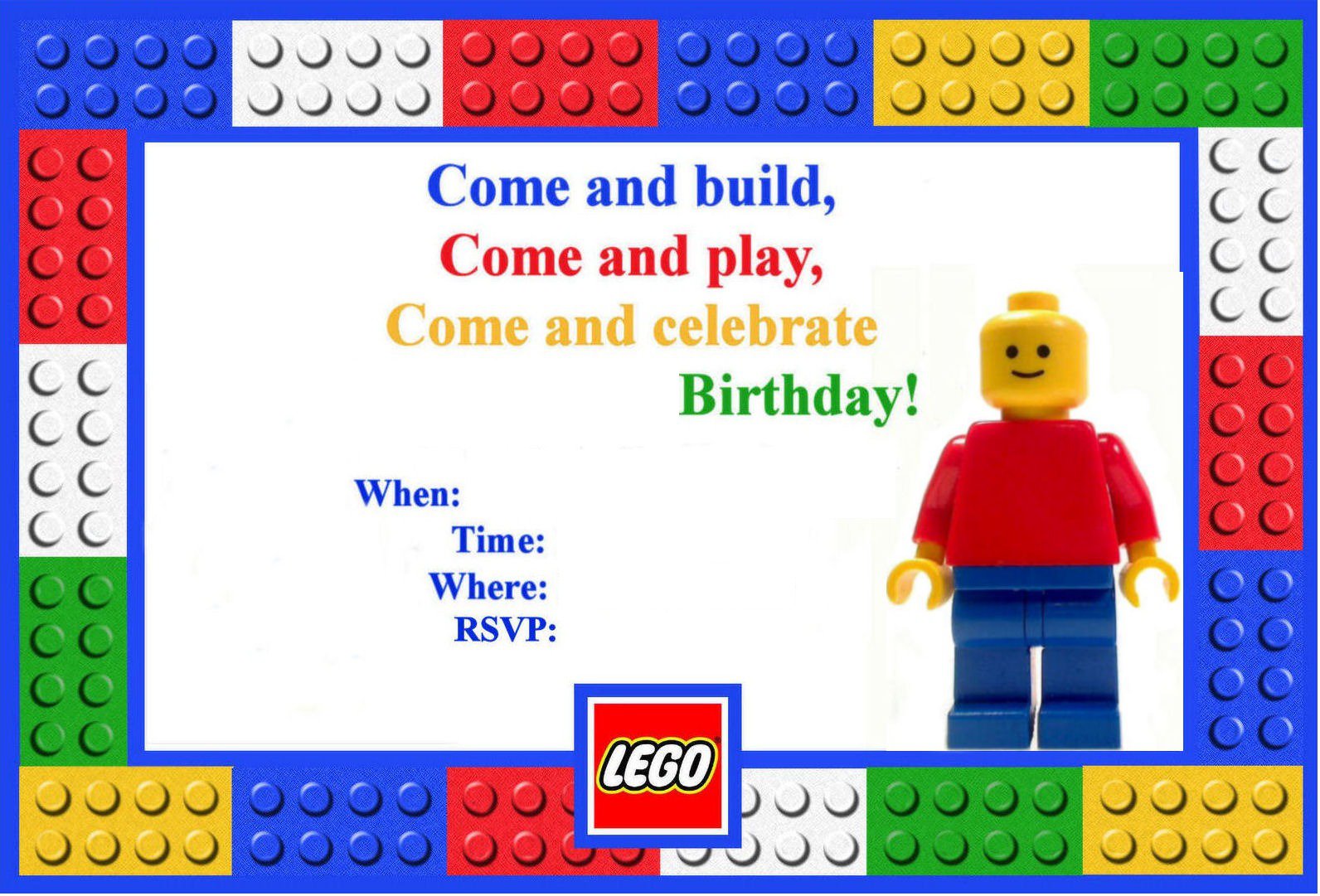 Lego Birthday Party Invitations Template