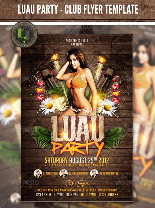 Luau Party - Club Flyer Template Free
