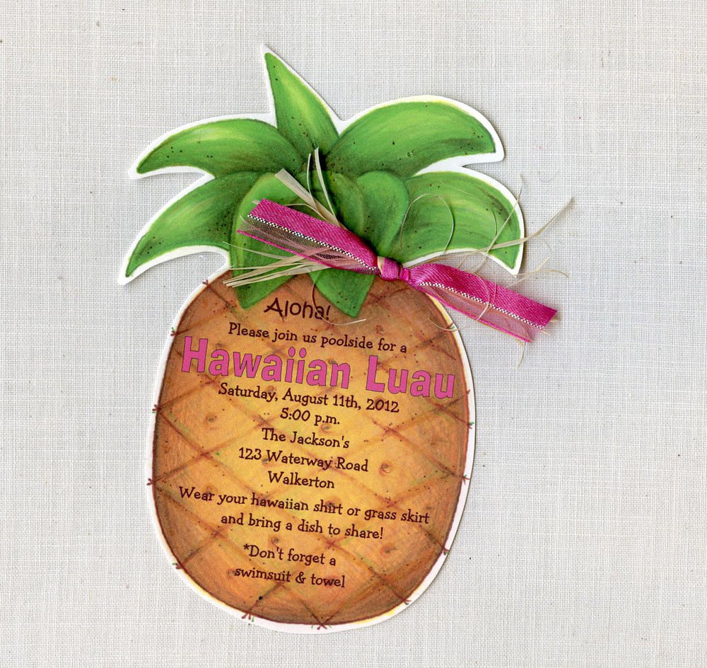 Luau Party Pineapple Invitations