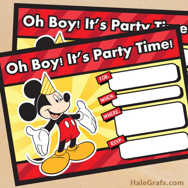 Mickey Mouse Birthday Invitations Free Download