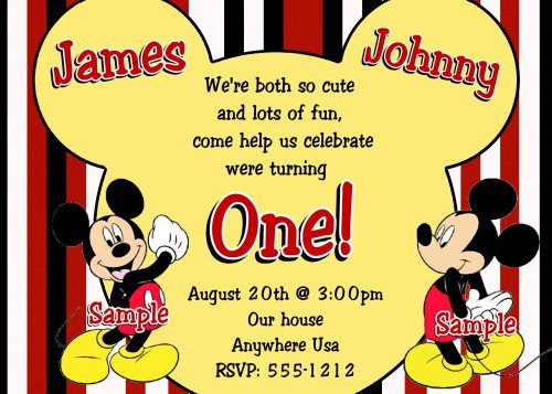 Mickey Mouse Clubhouse Twin Birthday Invitations