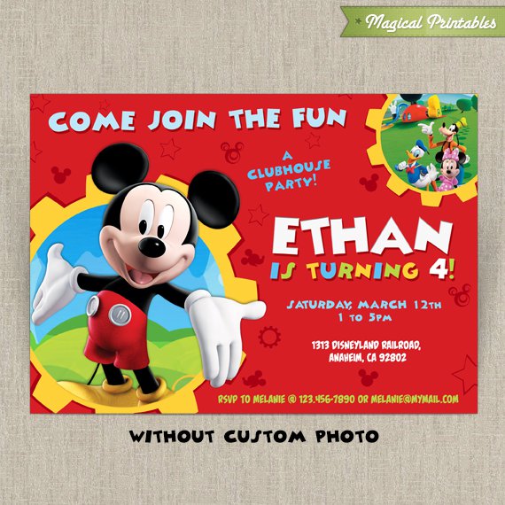 Mickey Mouse Editable Invitations
