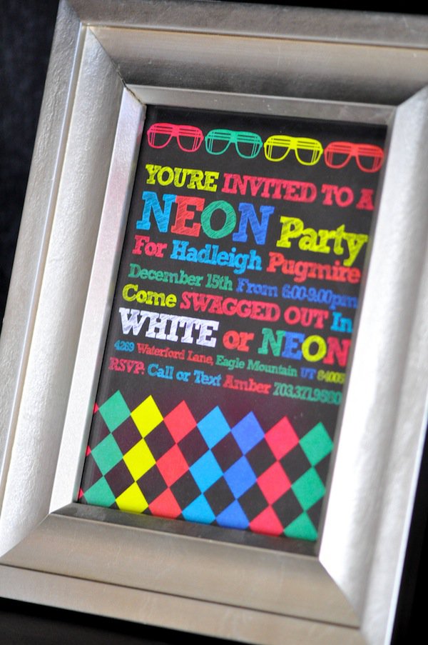 Neon Glow In The Dark Party Invitations