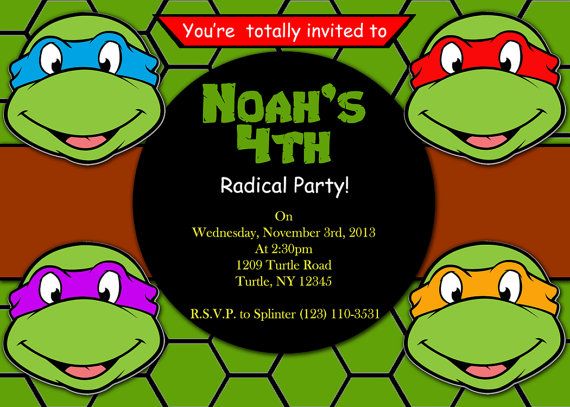 Ninja Turtles Birthday Invitations Printable