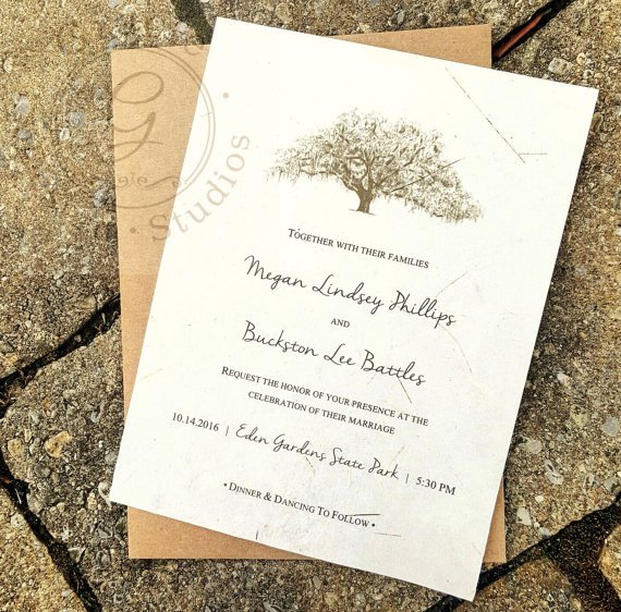Oak Tree Wedding Invitations Etsy