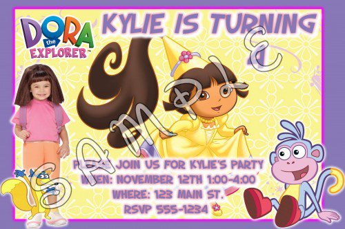 Personalized Dora Birthday Invitations