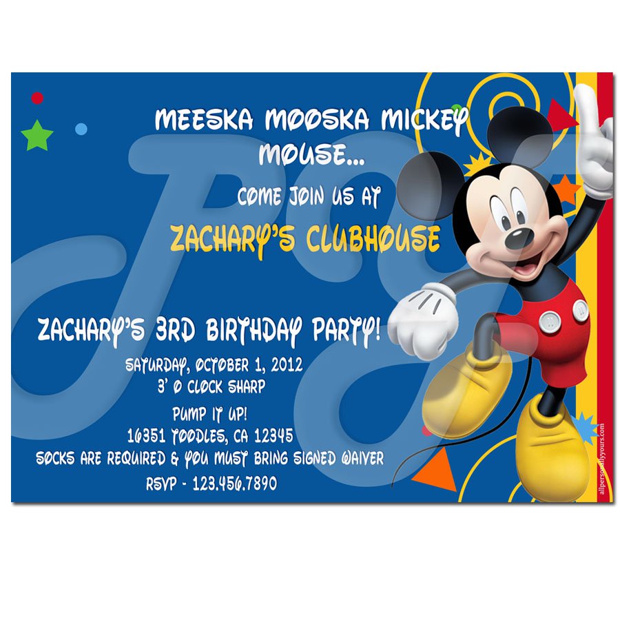 Personalized Mickey Mouse Clubhouse Party Invitations