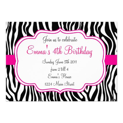 Pink Zebra Invitations