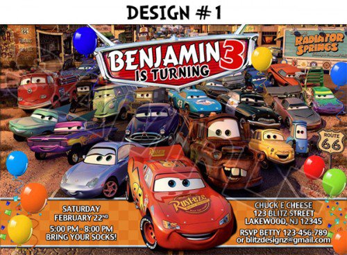 Pixar Cars Birthday Invitations