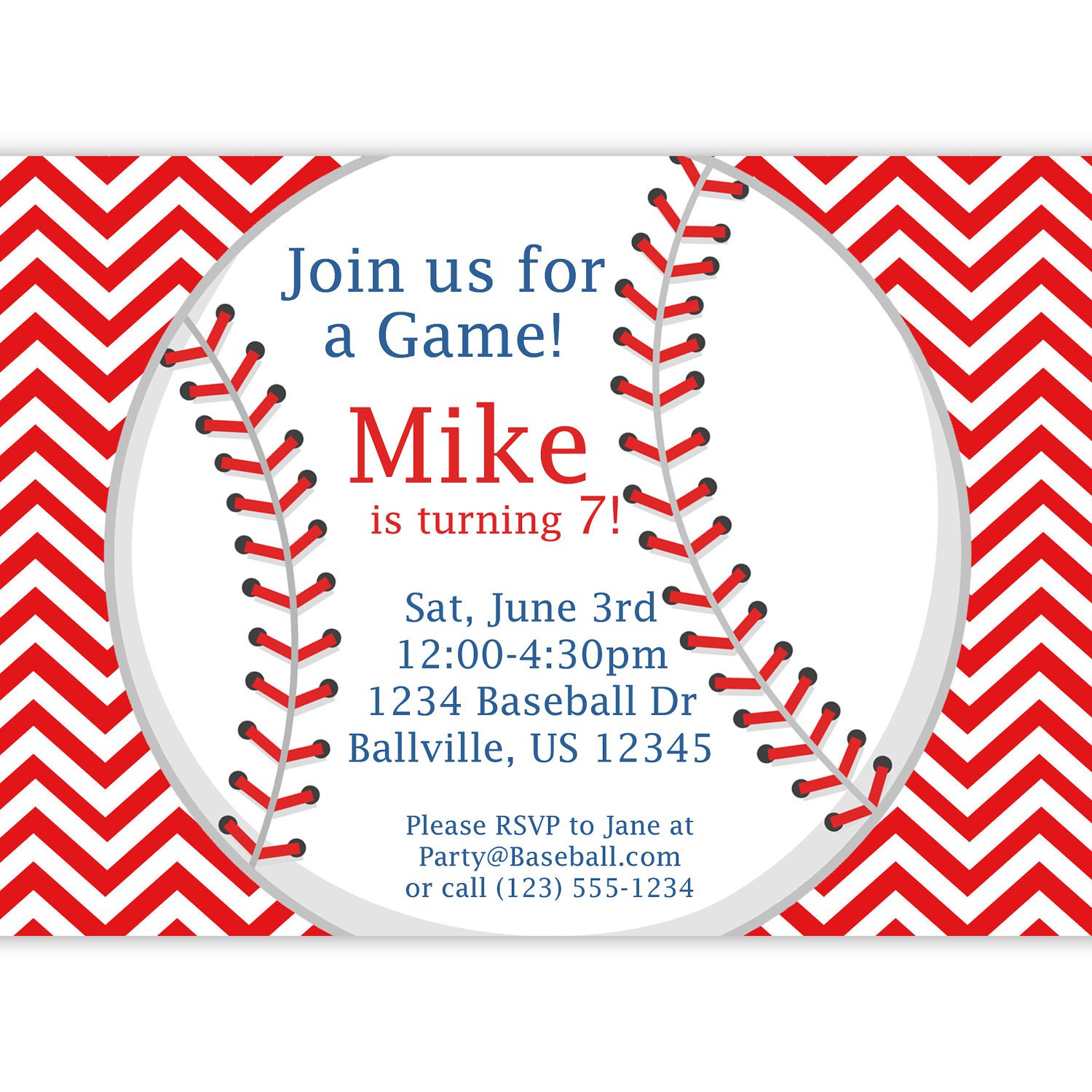 Printable Baseball Birthday Party Invitations