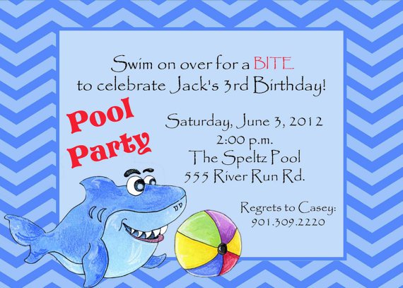 Printable Shark Pool Party Invitations