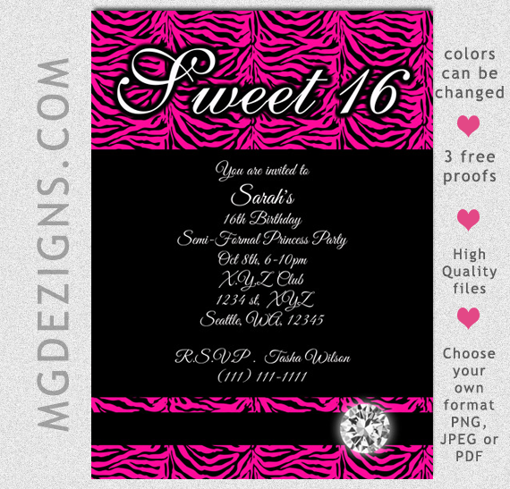 Printable Sweet Sixteen Invitation Templates