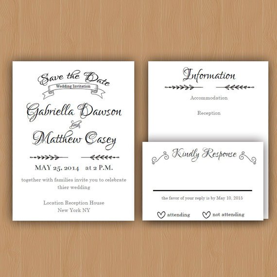 Printable Wedding Invitations Etsy