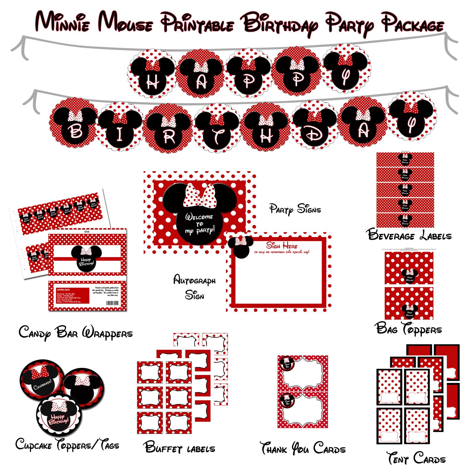 Red Minnie Mouse Party Printables