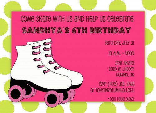 Roller Skate Birthday Invitation Templates