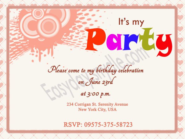 Sample Birthday Invitation