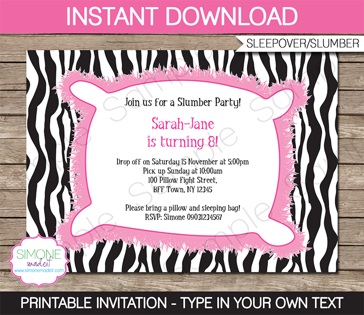 Slumber Party Invitations Templates