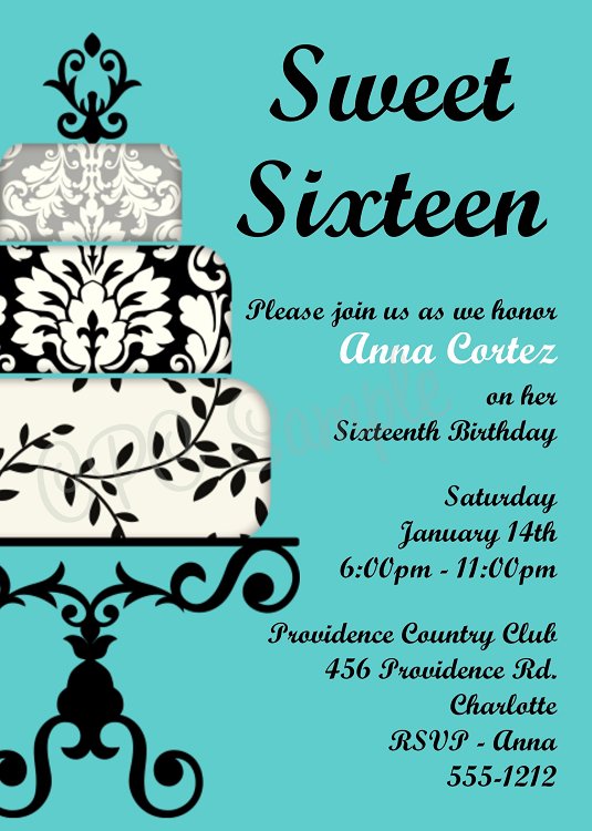 Sweet Sixteen Birthday Party Invitations Printable