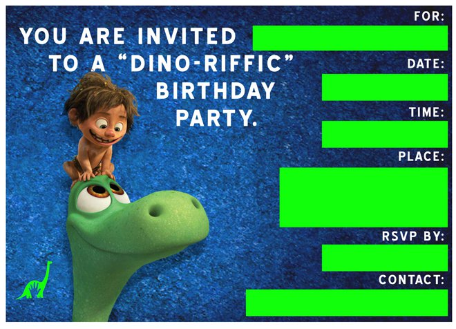 The Good Dinosaur Invitations Free Printable