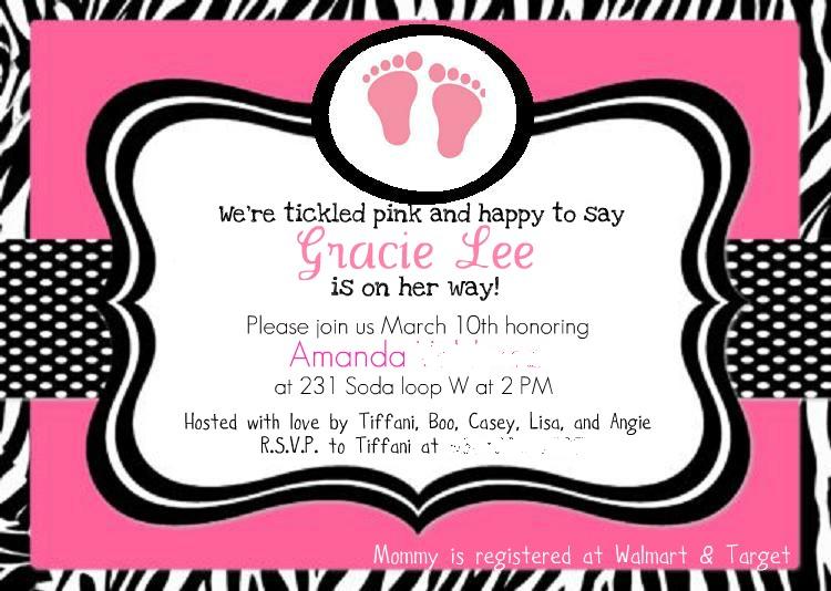 Zebra Girl Baby Shower Invitations