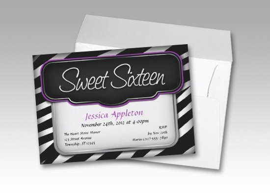 Zebra Print Sweet Sixteen Invitations