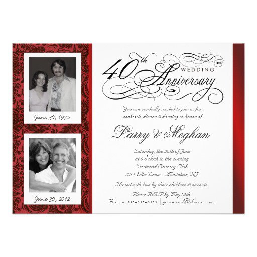 40 Year Anniversary Invitations
