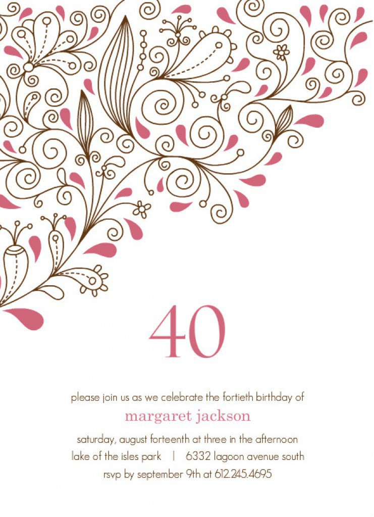 40th Birthday Invitations Printable