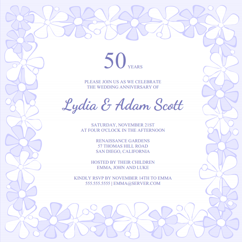 50th Anniversary Invitations Printable