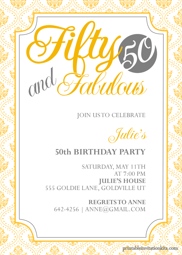 50th Birthday Invitations Free Download