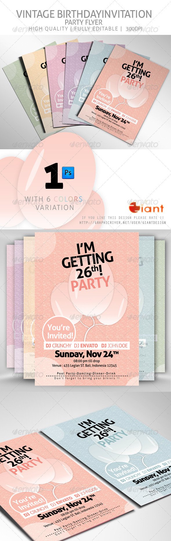 Abstract Birthday Invitation Templates