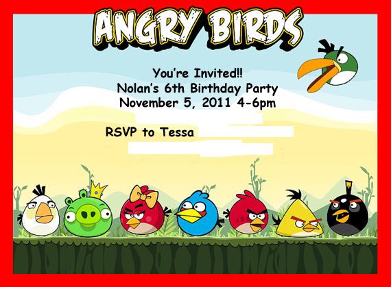 Angry Birds Birthday Invitation Templates