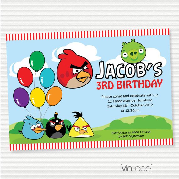 Angry Birds Printable Birthday Invitations