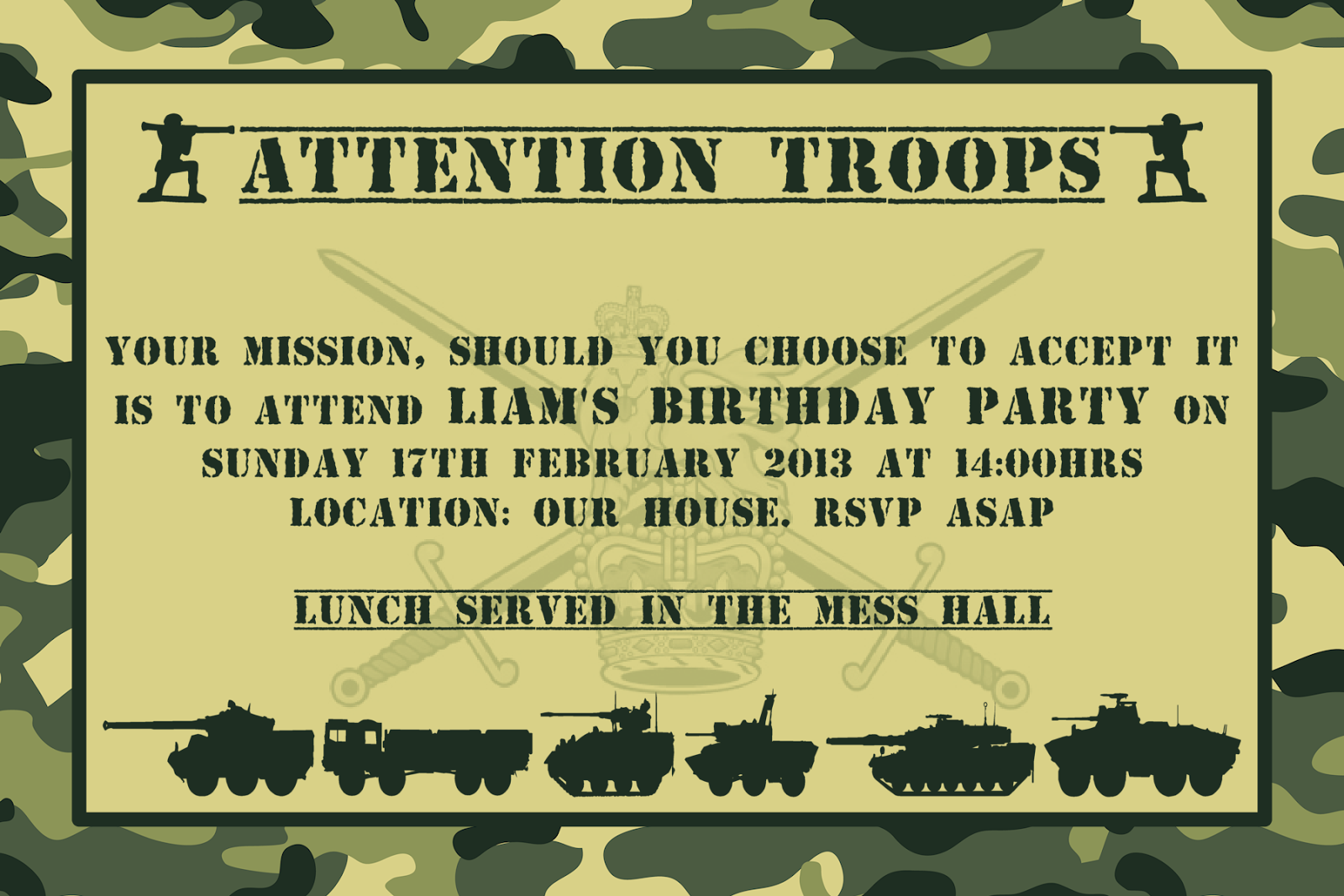 Army Birthday Party Invitation Ideas 2