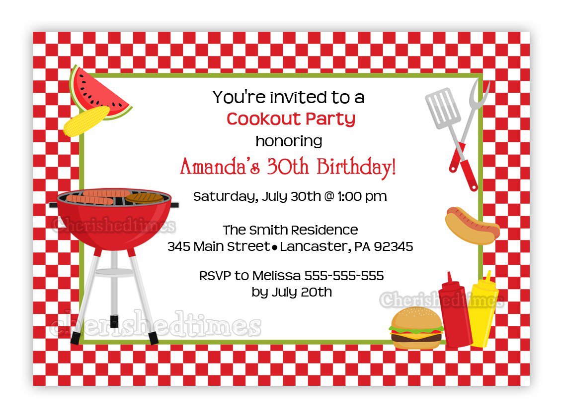 Birthday Cookout Invitations Printable