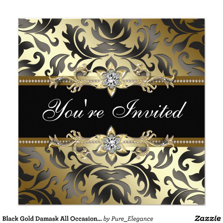 Elegant Black And Gold Blank Invitation Templates