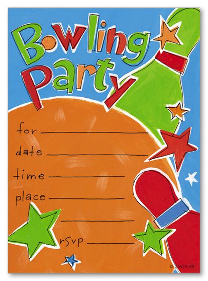 Blank Bowling Birthday Party Invitations