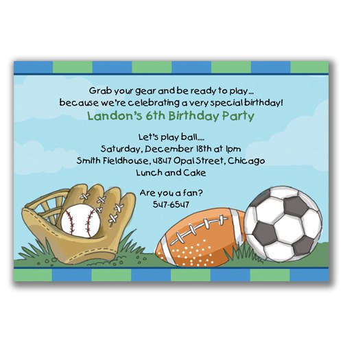 Boys Sports Birthday Invitations