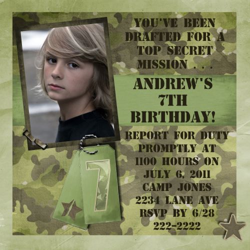 Camouflage Birthday Invitations Free