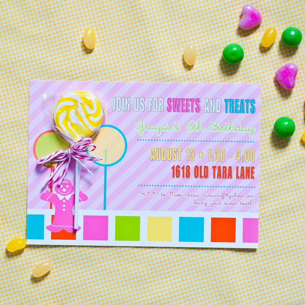 Candy Invitations Birthday Party