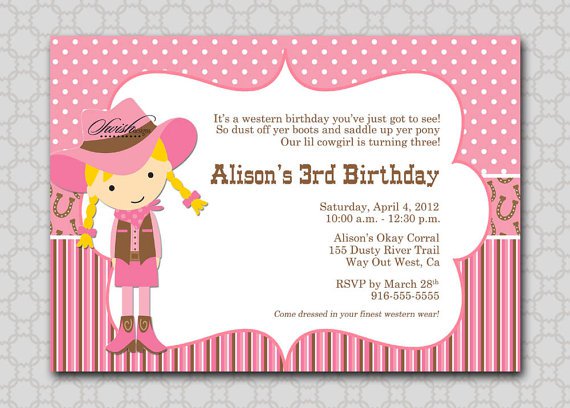 Cowgirl Birthday Invitations Printable