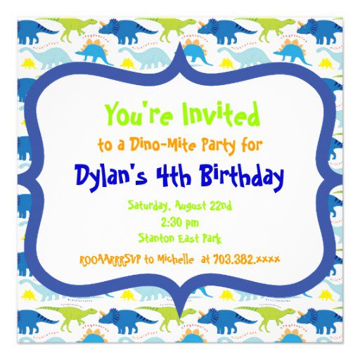 Dinosaur Birthday Party Invitations Templates