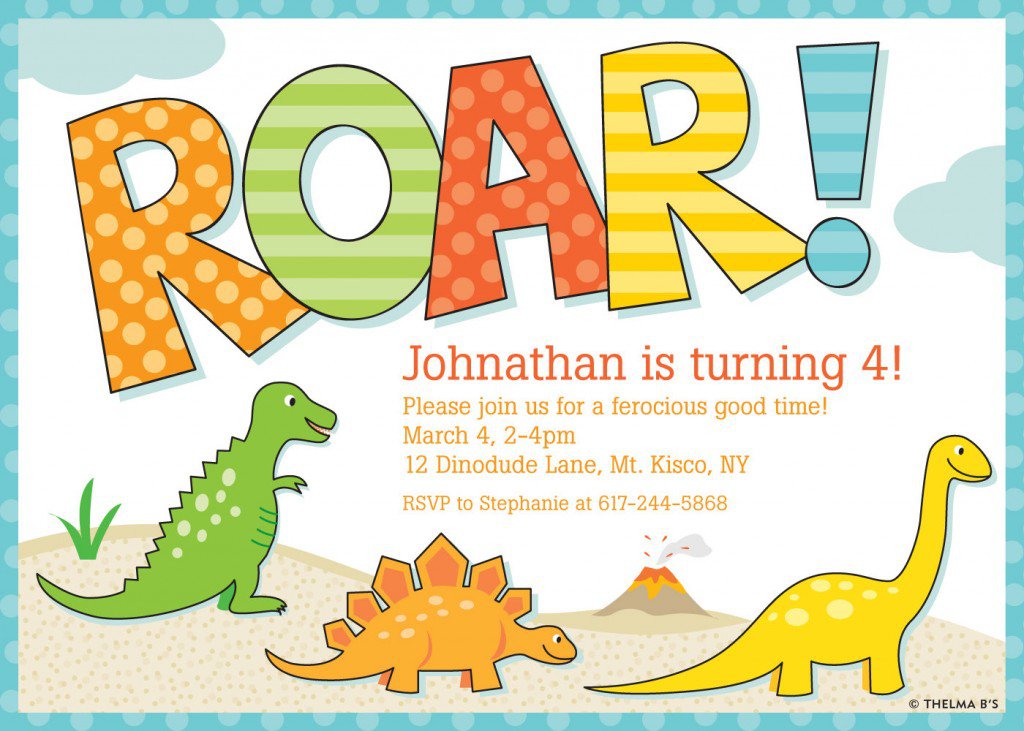 Dinosaur First Birthday Invitation Wording