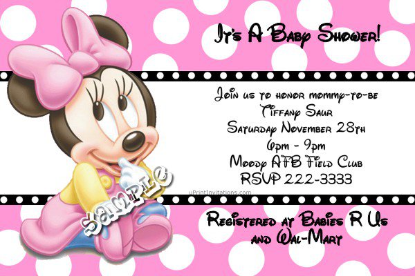 Disney Minnie Mouse Baby Shower Invitations